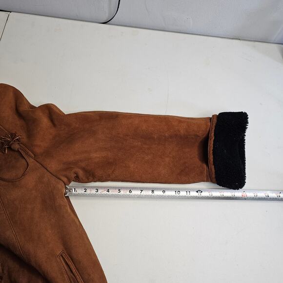 Christia Coat Brown Sheepskin Shearling Jacket Italy Bohemian Hippie Embroidered - Picture 11 of 16